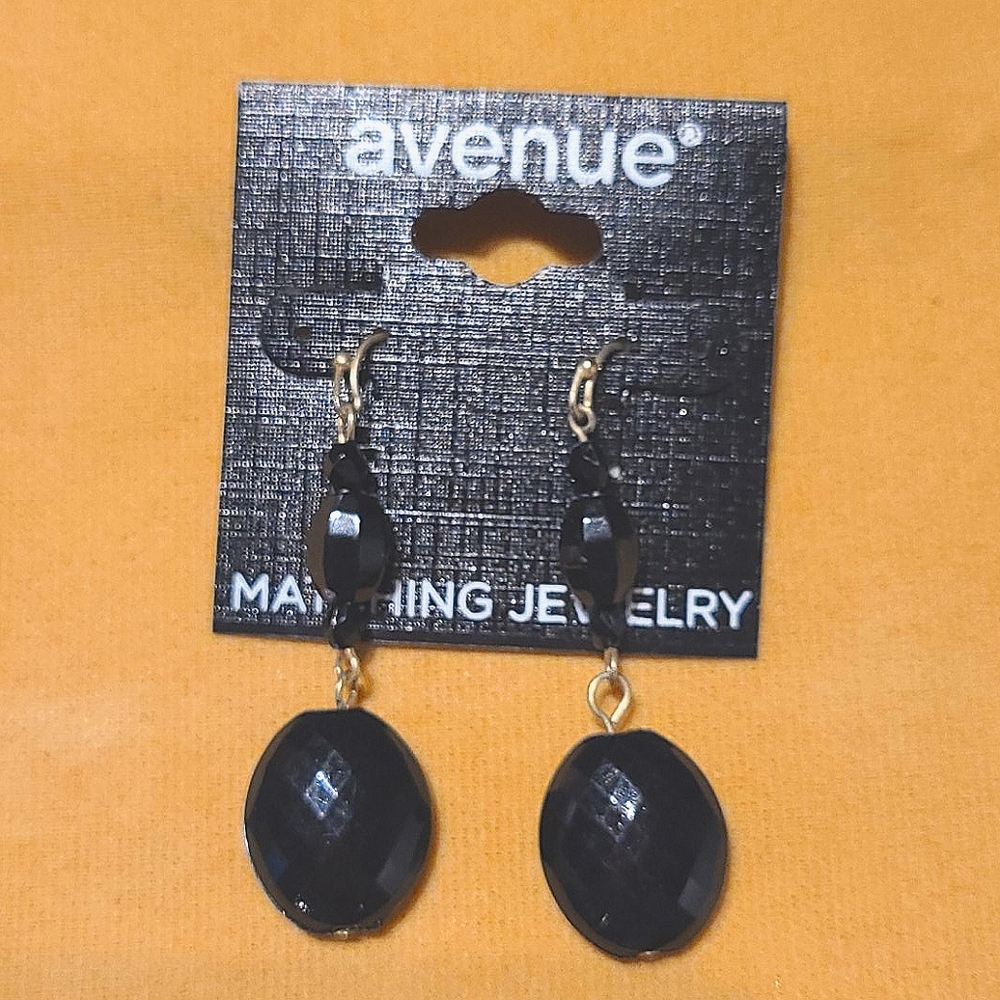 Womens Black Drop Earrings